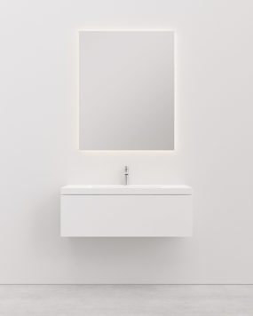 Vanity Unit With Basin Soilu S 100 cm white - 1 Drawer