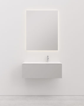 Vanity unit with basin 90 cm right KITKA grey 1 Drawer