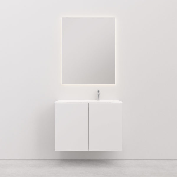 Vanity unit with basin 90 cm SOILU Right white with doors