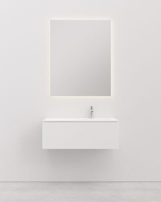 Vanity unit with basin 90 cm right KITKA white 1 Drawer
