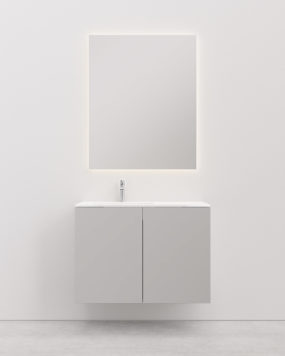 Vanity Unit With Basin Kitka M 90 cm Left Grey Cabinet with Doors