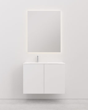 Vanity Unit With Basin Kitka M 90 cm Left White Cabinet with Doors