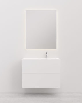 Vanity unit with basin 120 cm KITKA right white 2 Drawers