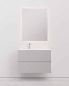 Vanity unit with basin 90 cm KITKA left grey 2 Drawers