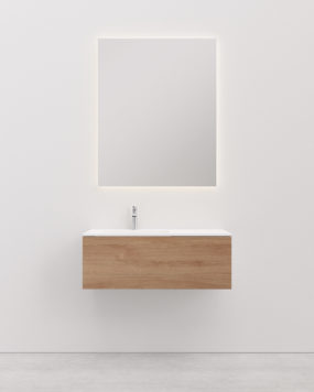Vanity unit with basin 90 cm left KITKA oak 1 Drawer
