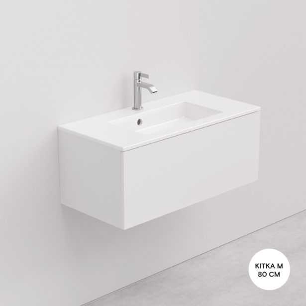 Vanity unit with basin 80 cm KITKA white 1 Drawer