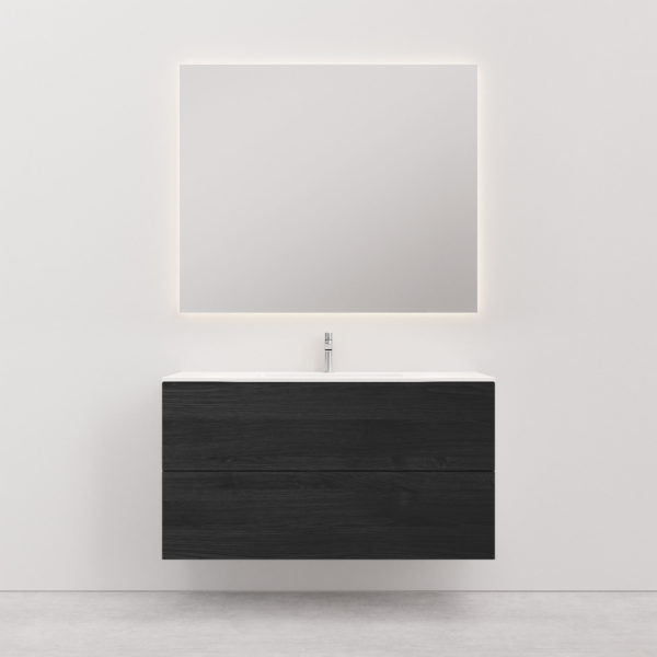 Vanity unit with basin 120 cm MIILU smoky oak 2 drawers