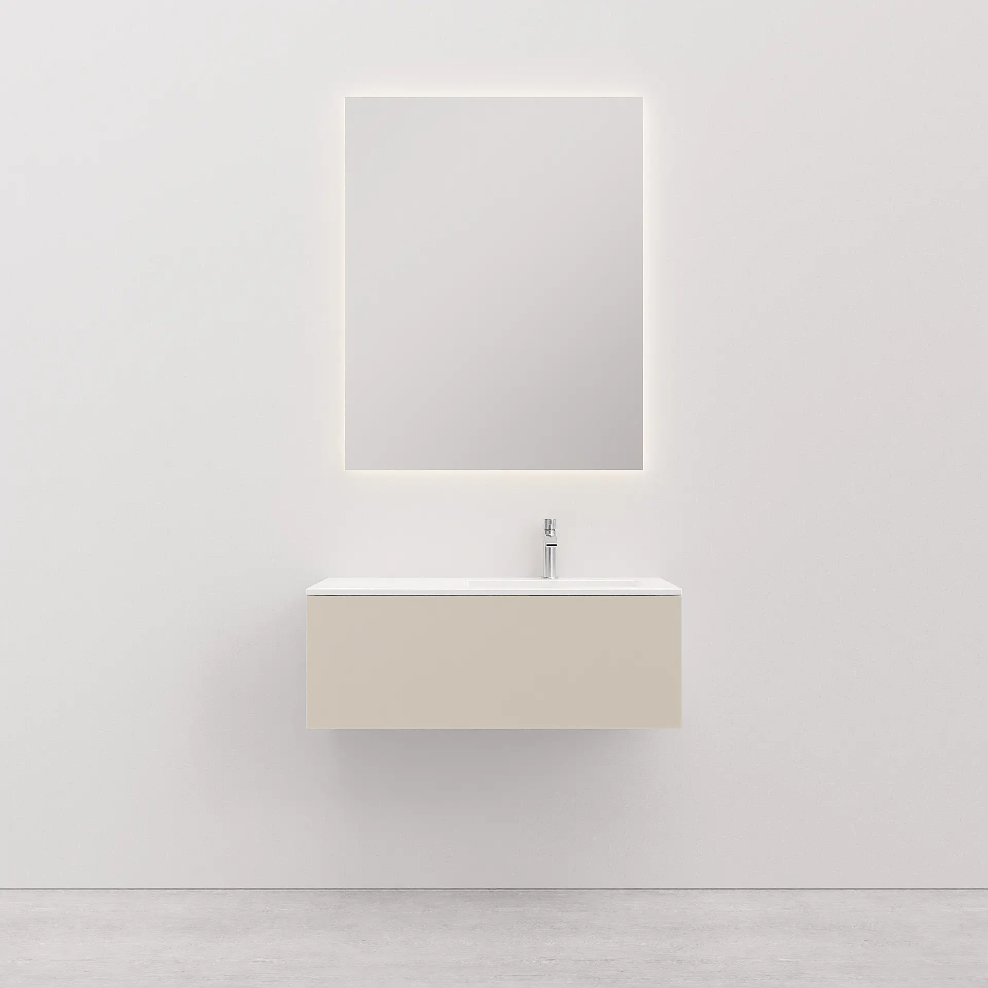 Vanity unit with basin 90 cm Kitka M (90R, sink on right) Sand with 1 drawer