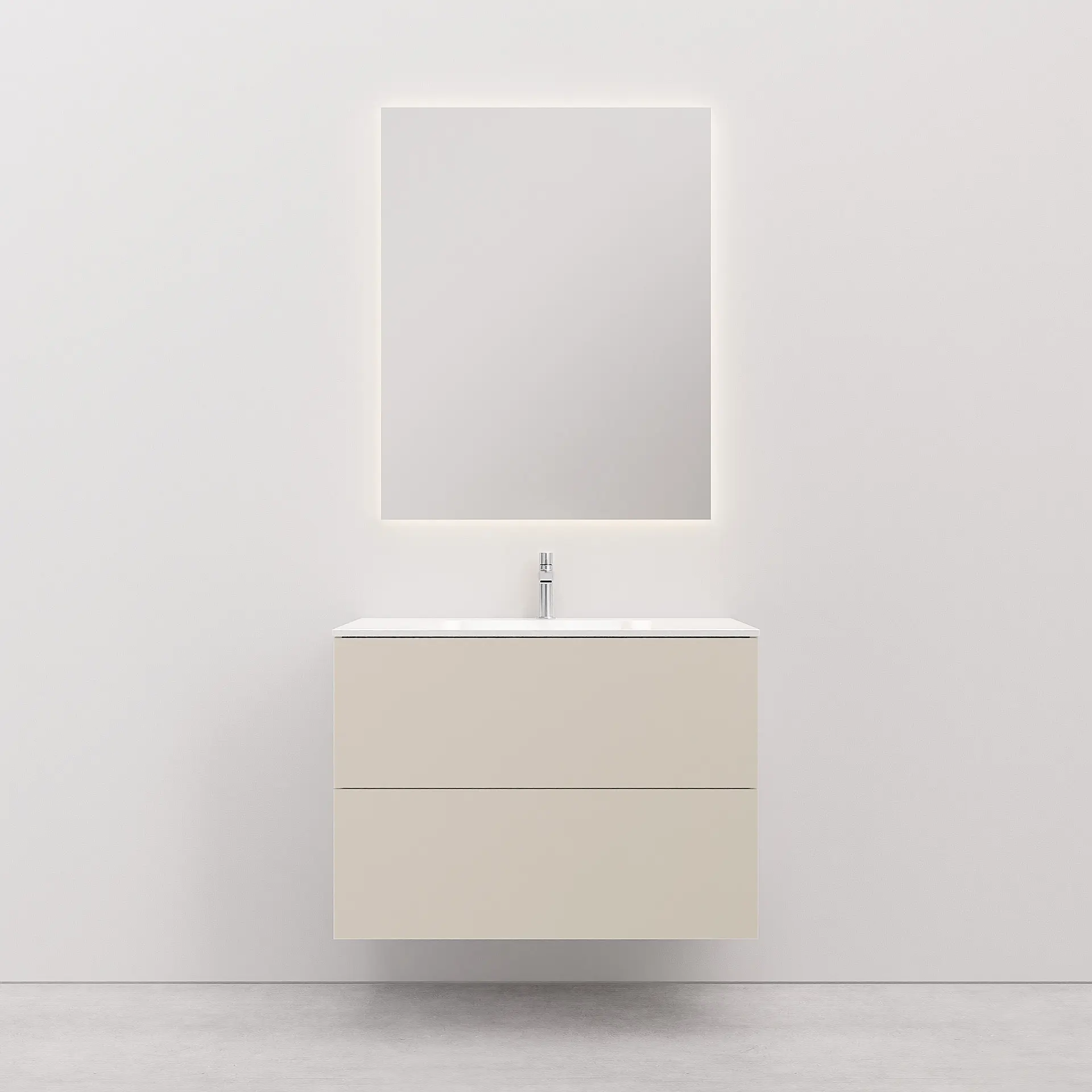 Vanity unit with basin 90 cm Leili L Sand with 2 drawers