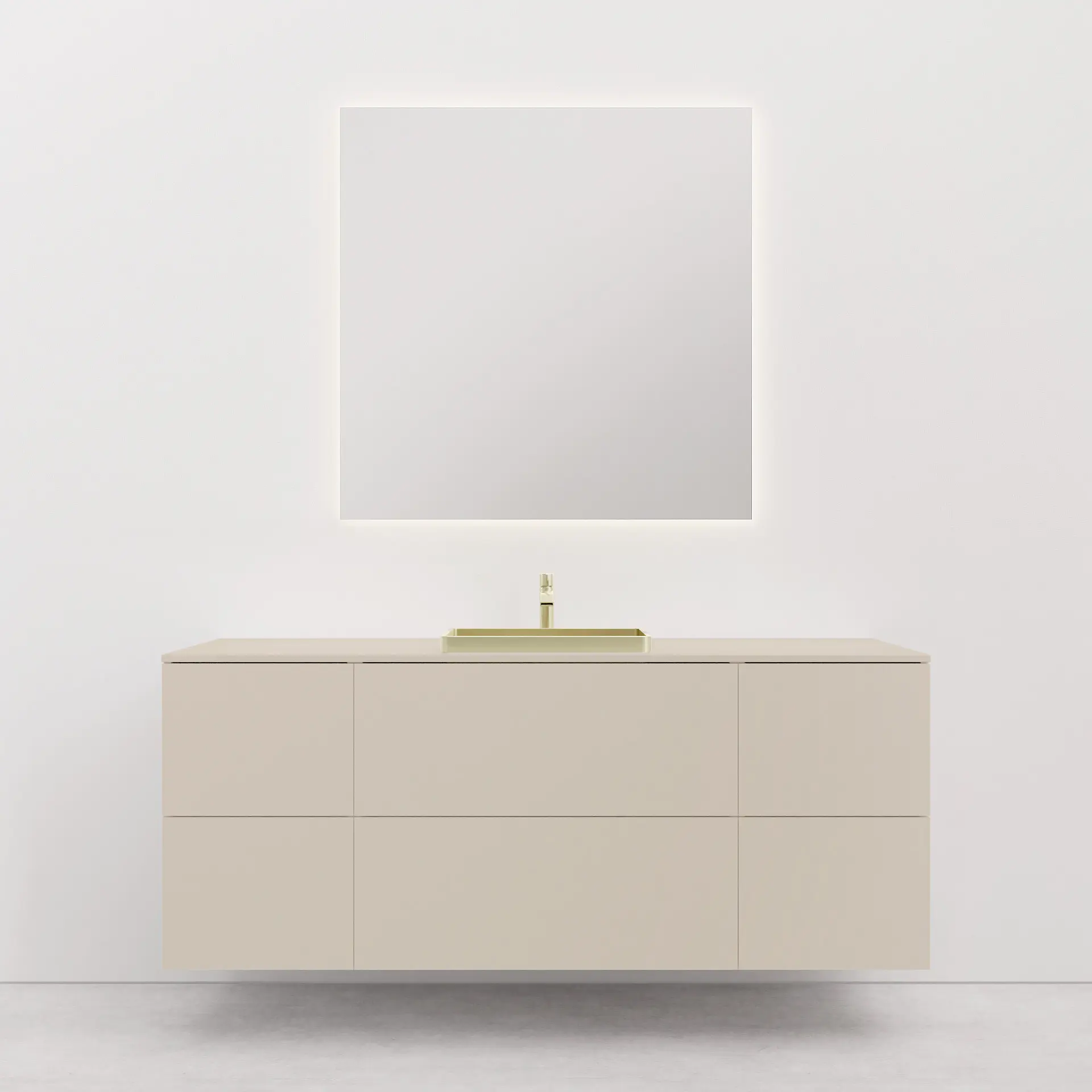 Vanity unit Custom Pure 40 + 80 + 40 cm 2 drawers, Sand, basin and faucet Tapwell