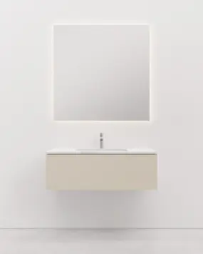 Vanity unit Custom Silestone 100 cm 1 drawers, Sand, top Calacatta Gold