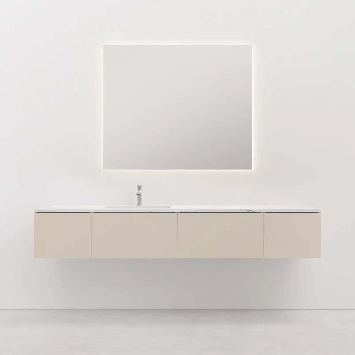 Vanity unit Custom Silestone 40+60+60+40 cm 1 drawer, Sand, top Calacatta Gold