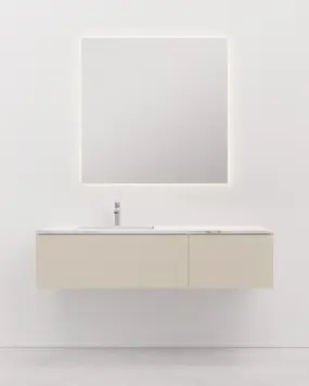 Vanity unit Custom Silestone 90+50 cm 1 drawer, Sand, top Calacatta Gold