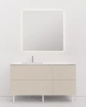 Vanity unit Custom Silestone 90+50 cm 2 drawers, Sand, top Calacatta Gold